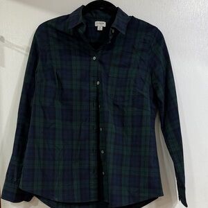 J. Crew Green and Navy Checkered Shirt